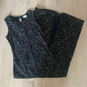 Vintage 90s black and gold floral dress
